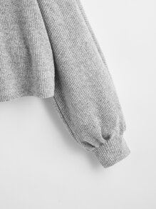 SHEIN EZwear Áo len Gân đan màu trơn Giải trí - Xám - Xem 3