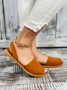 planare Faux Leather Peep-Toe Slingback Sandals - Brown - View 4