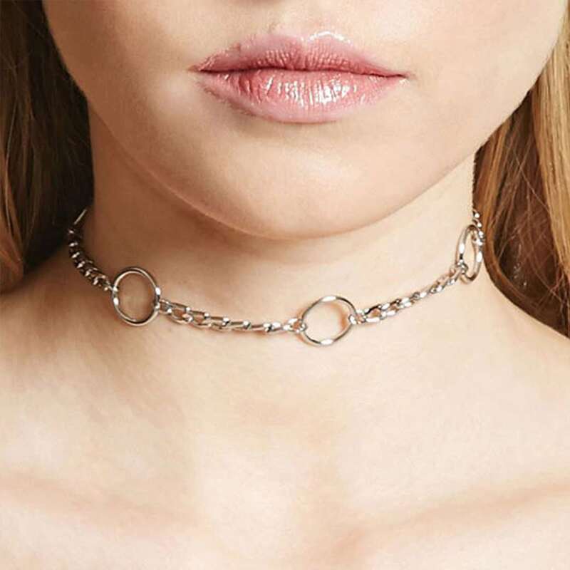 

Ring Chain Choker, Silver