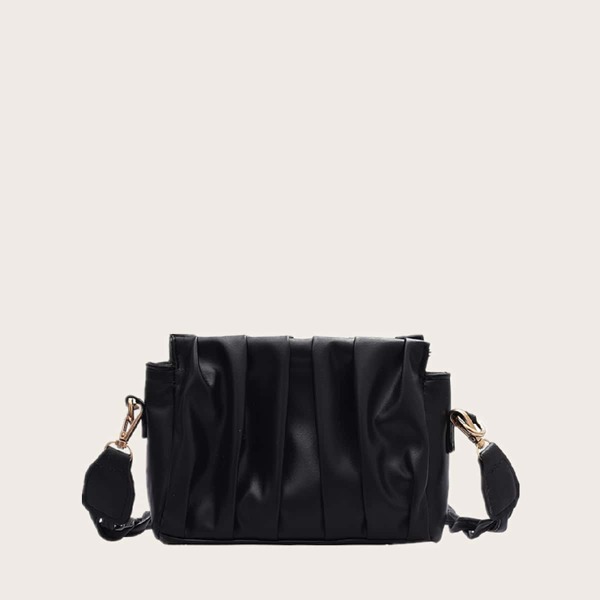 

Ruched Decor Crossbody Bag, Black