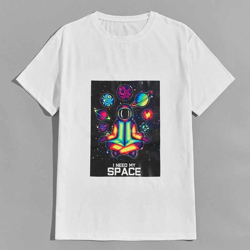 

Guys Galaxy & Slogan Graphic Tee, White