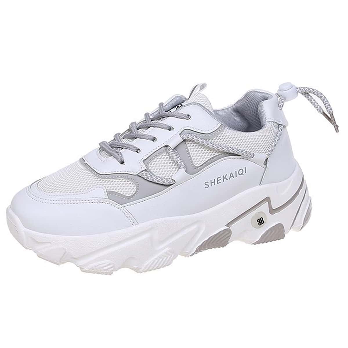 

Lace-up Back Chunky Sneakers, White