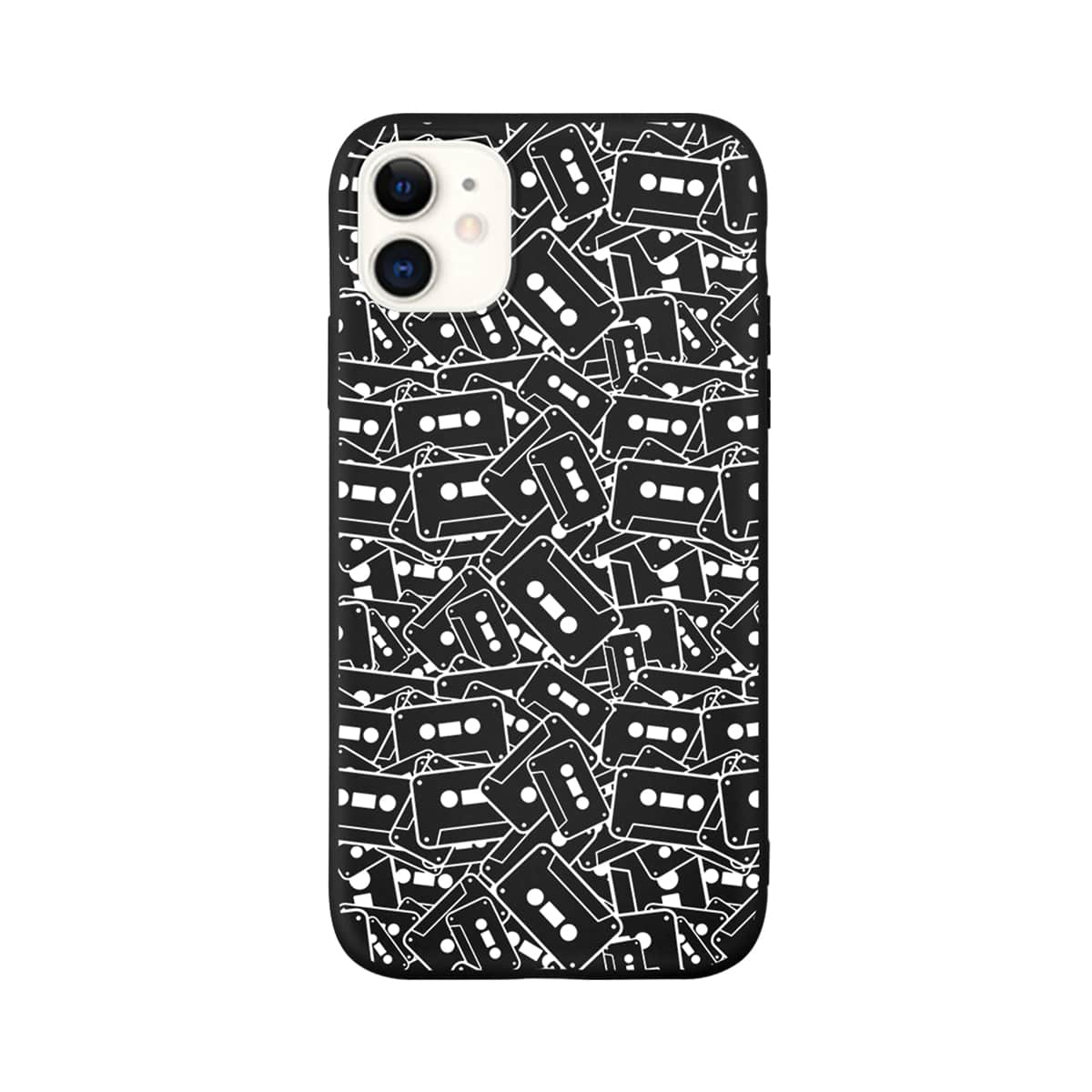

1pc Geo Print iPhone Case, Black and white