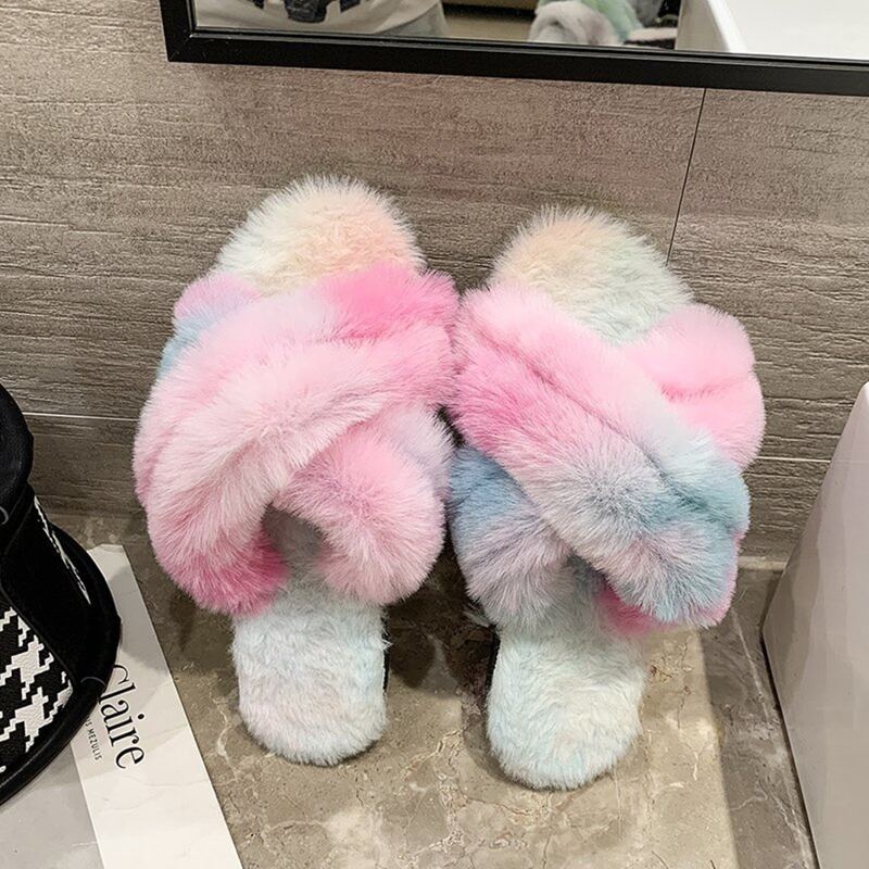 

Tie Dye Fluffy Slippers, Multicolor
