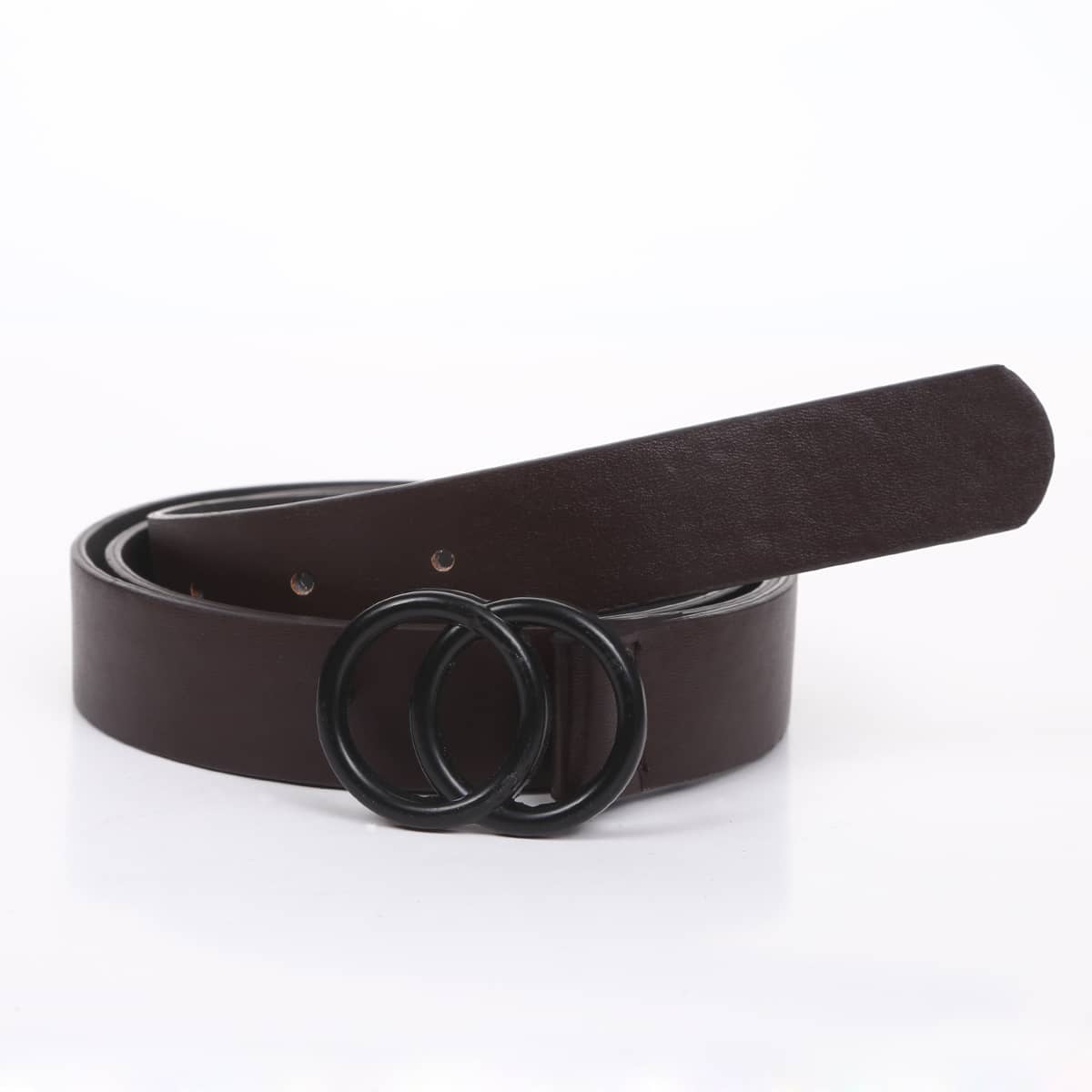 

Double O-ring Buckle Belt, Coffee brown