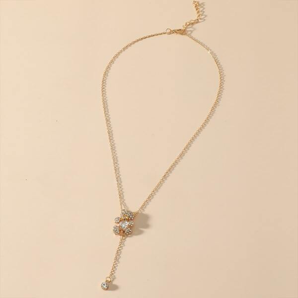 

Rhinestone Decor Y Lariat Necklace, Gold