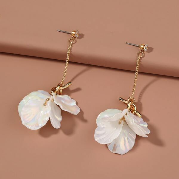 

Petal & Rhinestone Decor Drop Earrings, Multicolor