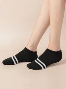 5pairs Heart & Daisy Print Black Ankle Socks Set - Clear - View 4