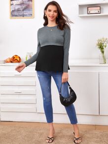SHEIN Maternity Two Tone Nursing Top - Multicolor - View 6