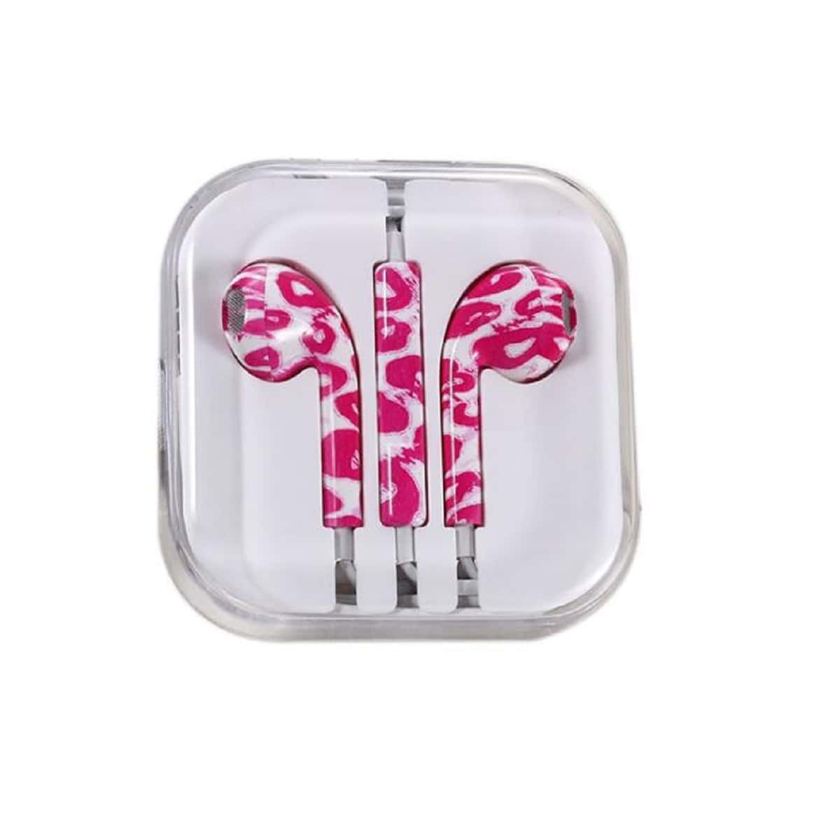 

Leopard Pattern In-ear Earphone With Case, Hot pink