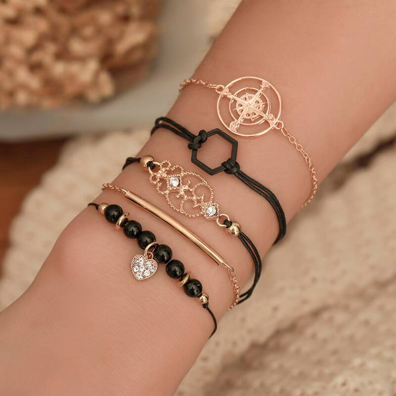 

5pcs Rhinestone Geo Bracelet, Multicolor