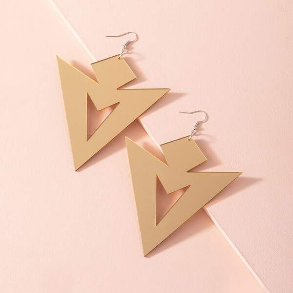 

Hollow Out Geometric Drop Earrings, Gold