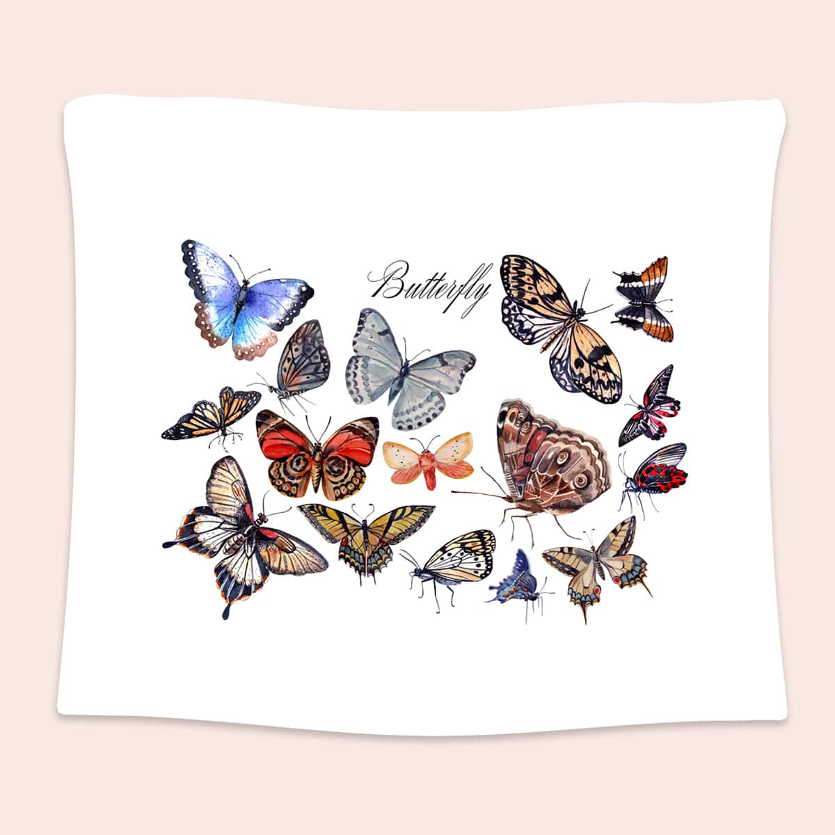 

Butterfly Print Tapestry, White