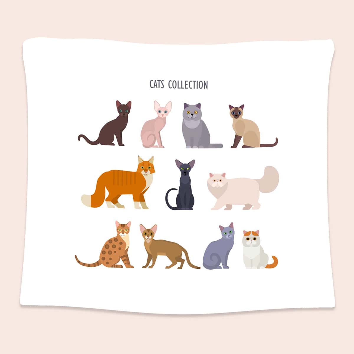 

Cat Print Tapestry, White