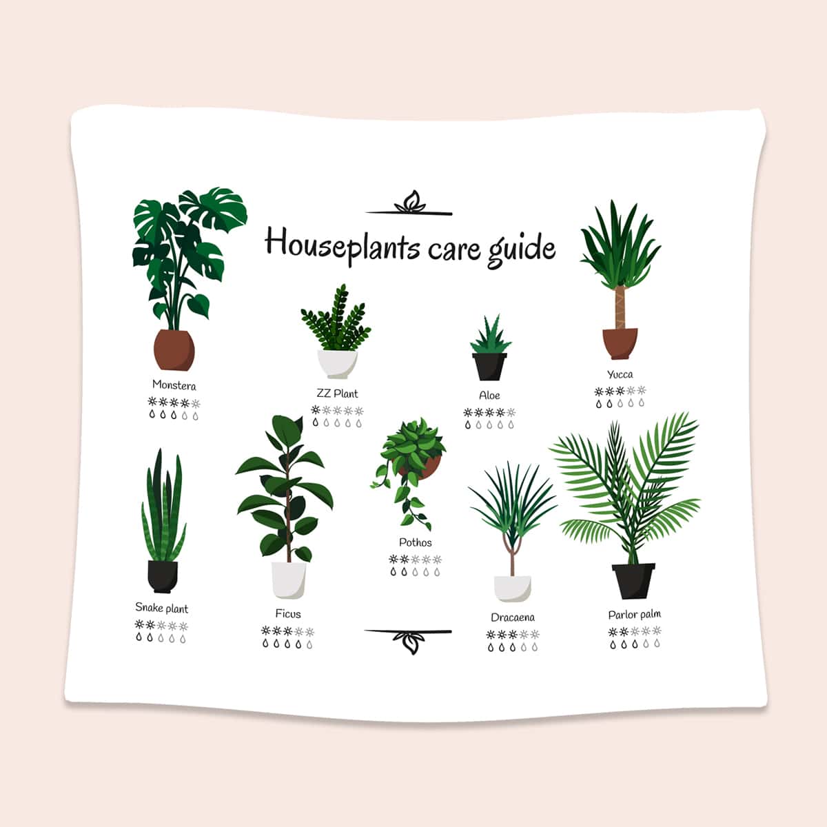 

Potted Plants Print Tapestry, White