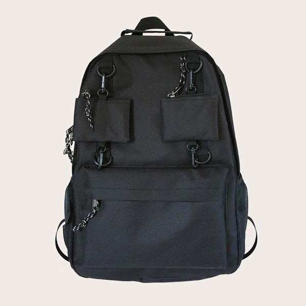 

Pocket Front Oxford Backpack, Black