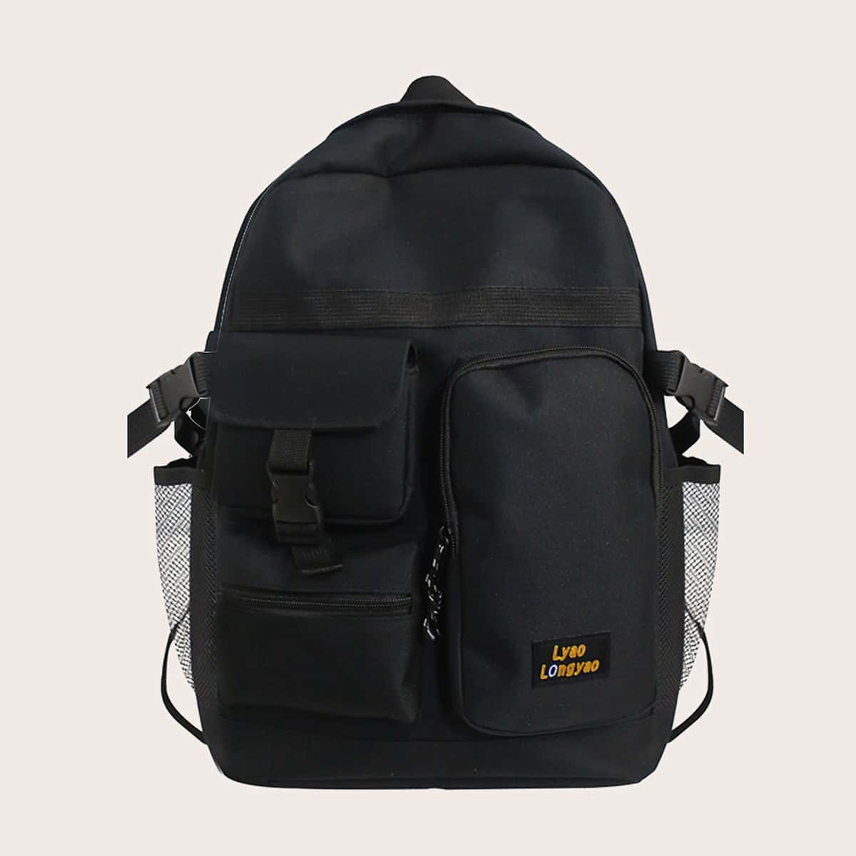 

Pocket Front Letter Graphic Backpack, Black