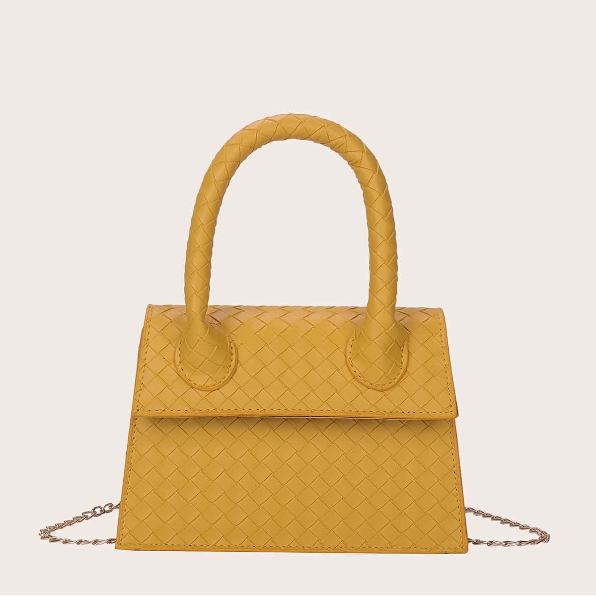 

Braided Satchel Bag, Yellow