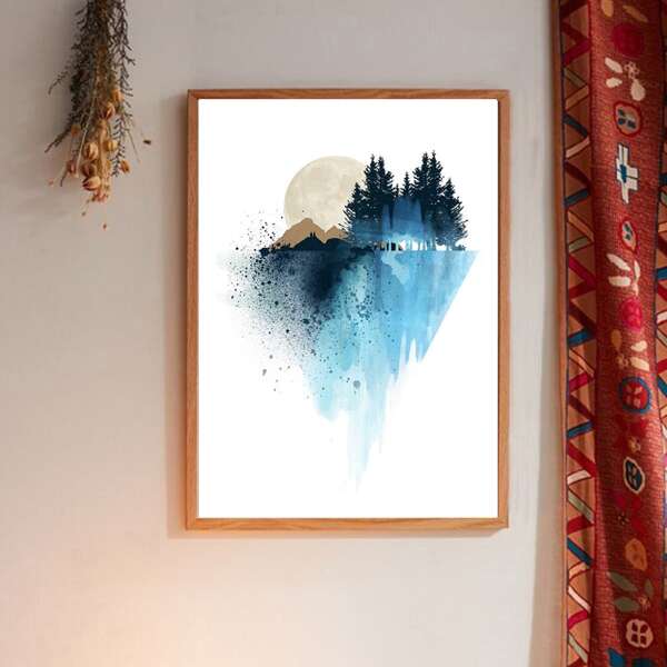 

Graphic Print Wall Painting Without Frame, White