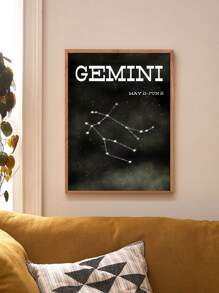 Constellation Print Wall Painting Without Frame - Black - View 1