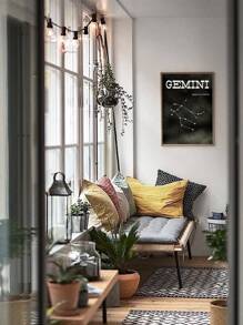 Constellation Print Wall Painting Without Frame - Black - View 4