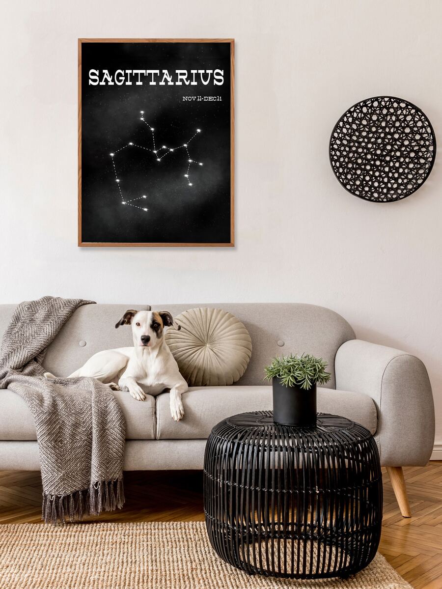 Constellation Print Wall Painting Without Frame - Black - View 1