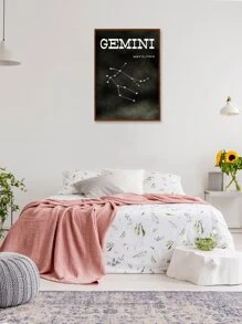 Constellation Print Wall Painting Without Frame - Black - View 6