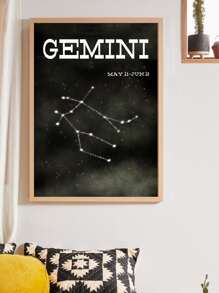 Constellation Print Wall Painting Without Frame - Black - View 7