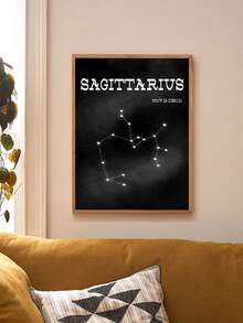 Constellation Print Wall Painting Without Frame - Black - View 3