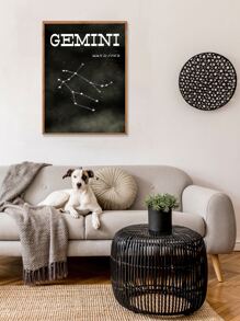 Constellation Print Wall Painting Without Frame - Black - View 8