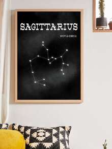 Constellation Print Wall Painting Without Frame - Black - View 6