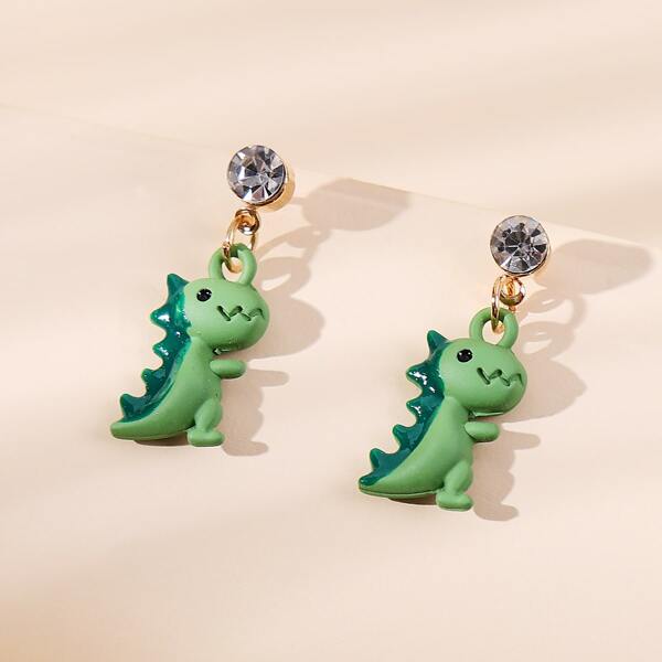 

Dinosaur Decor Drop Earrings, Green