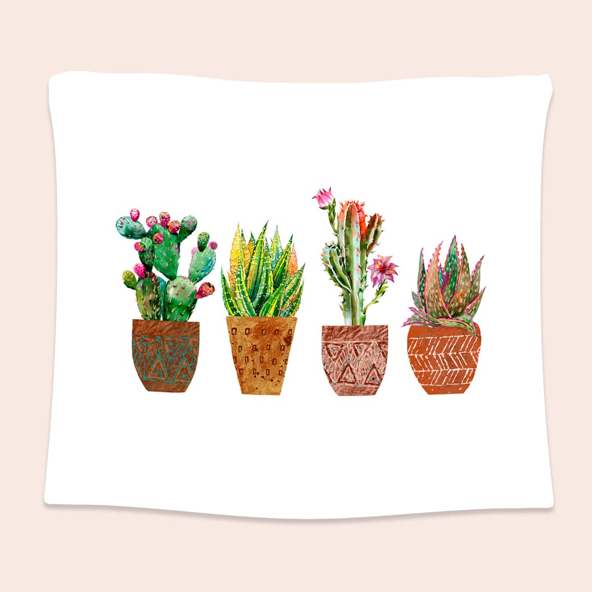 

Potted Cactus Print Tapestry, White
