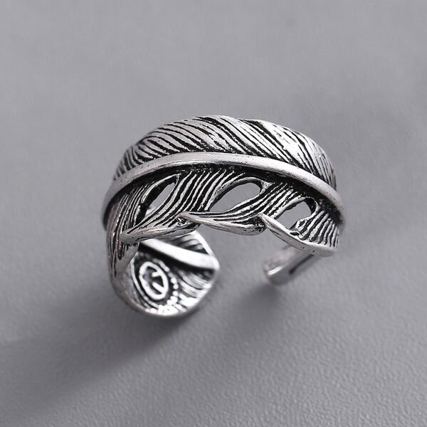 

Feather Design Ring, Silver