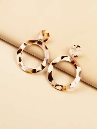 Acrylic Tortoiseshell Hoop Drop Earrings