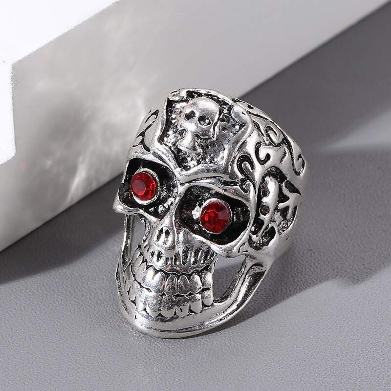 

Guys Halloween Skull Design Ring, Silver