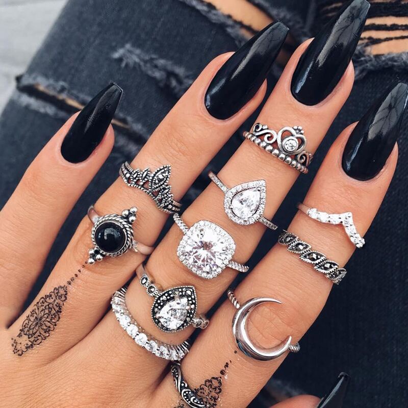 

11pcs Rhinestone Ring, Silver