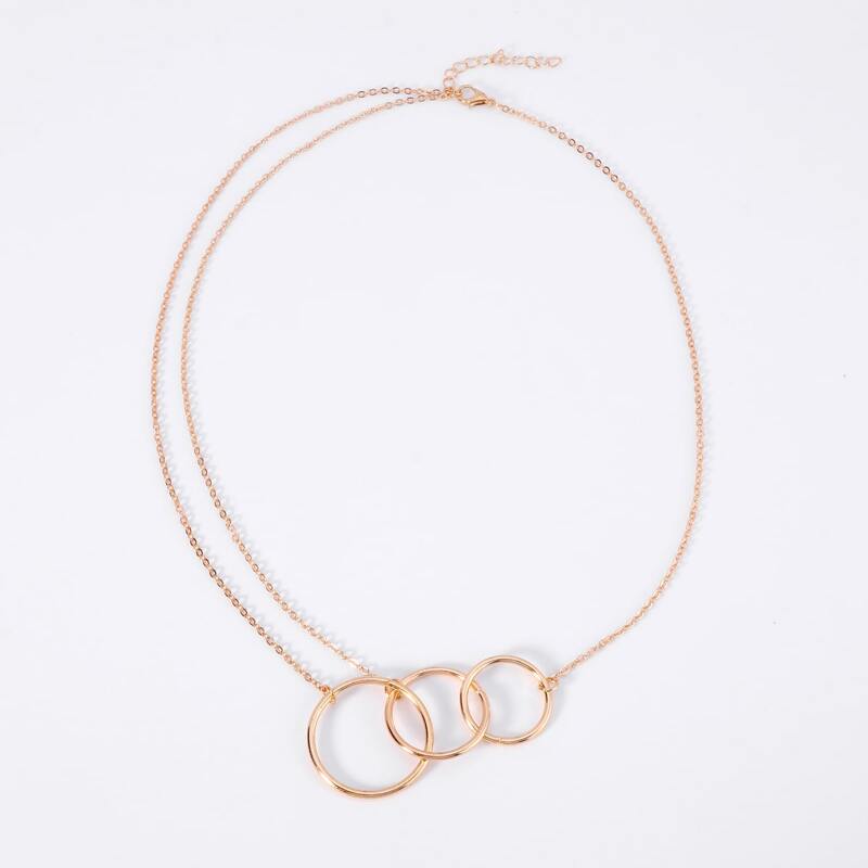 

1pc Ring Decor Chain Necklace, Gold