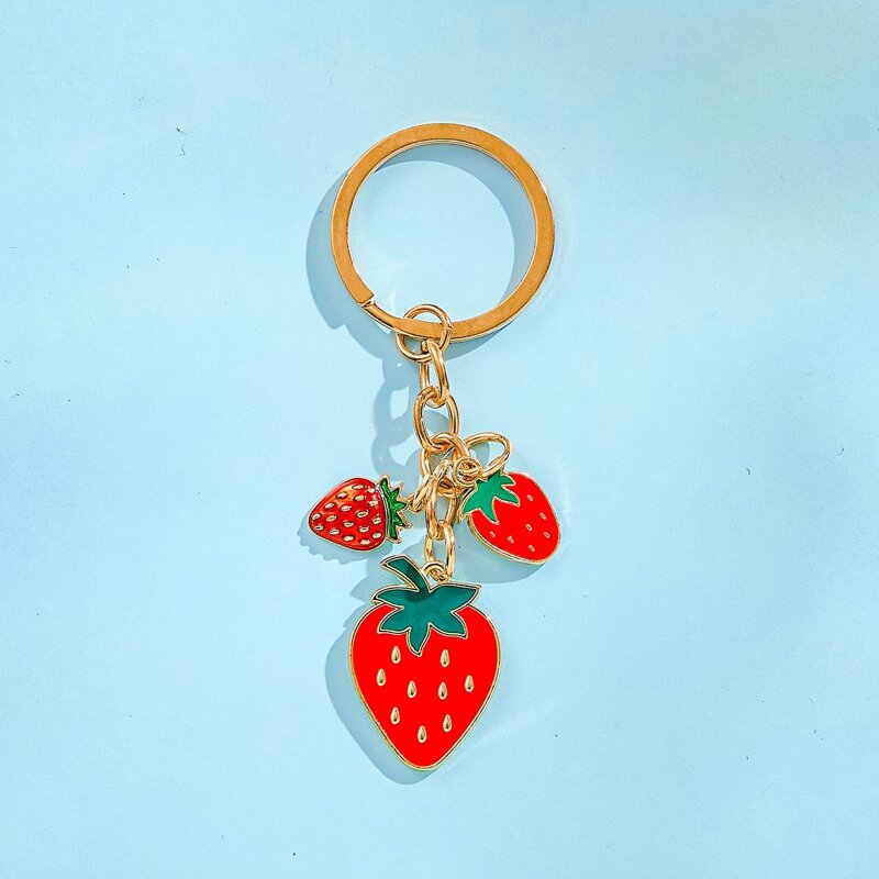 

Strawberry Charm Keychain, Red