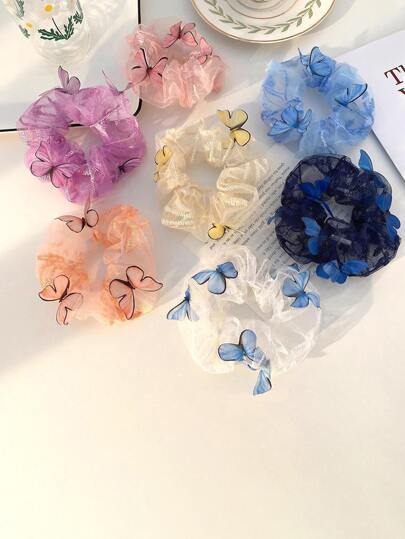 1pc Random Butterfly Mesh Scrunchie