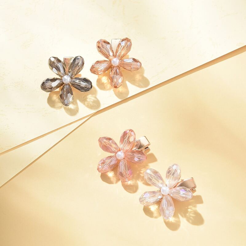 

2pcs Random Crystal Flower Hair Clip, Multicolor