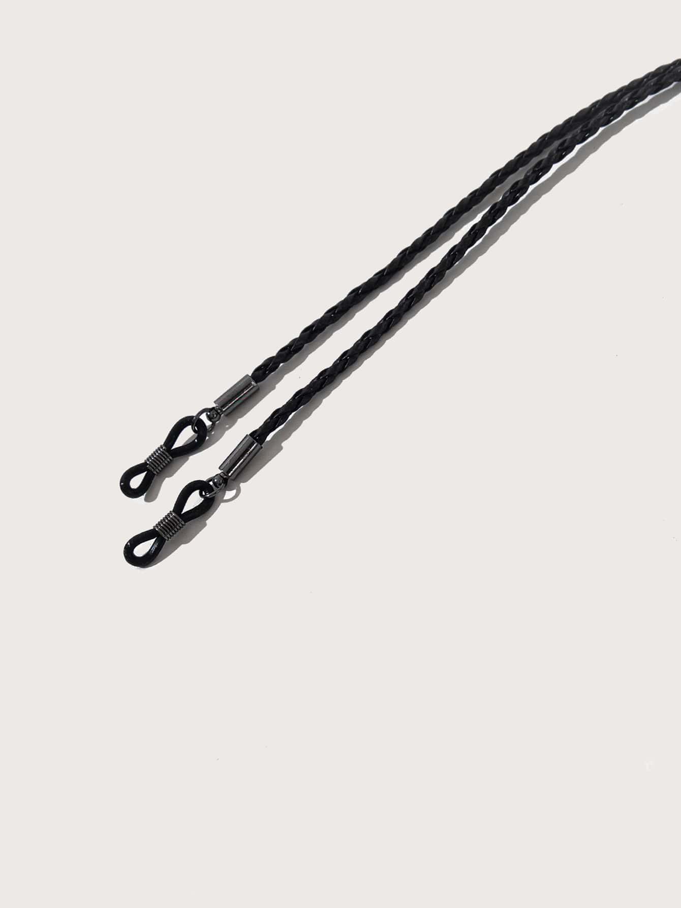 1 chiếc dây xích mắt kính bằng da dệt cho nam và nữ, dây chống trượt cho kính râm, dây xích kính râm tối giản, phụ kiện kính - màu đen - Xem 3