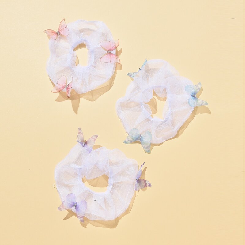 

1pc Random Butterfly Mesh Scrunchie, Multicolor