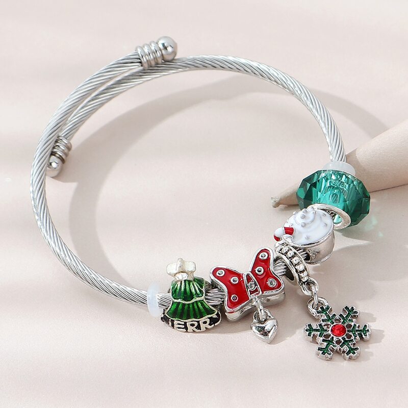 

Christmas Rhinestone Decor Snowflake Bracelet, Multicolor