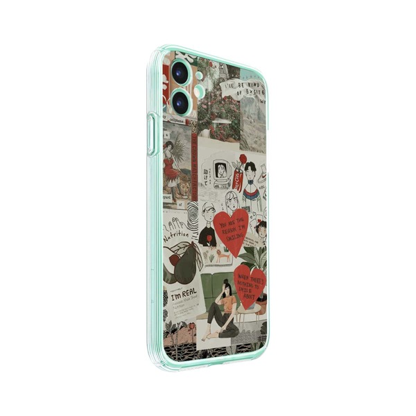 

1pc Aesthetic Collage Print iPhone Case, Multicolor