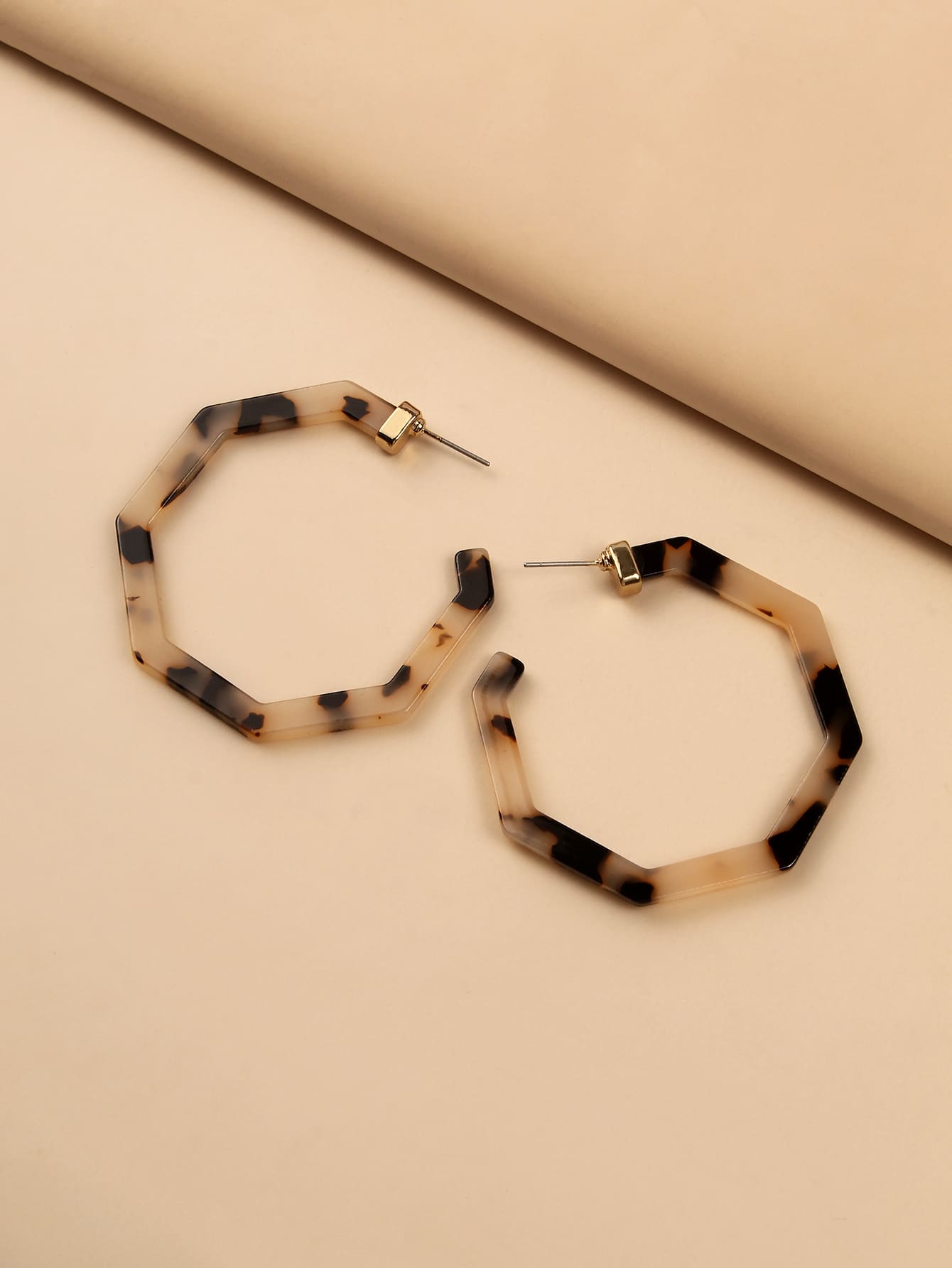 Pendientes de aro polígono - Marrón - Añade 2