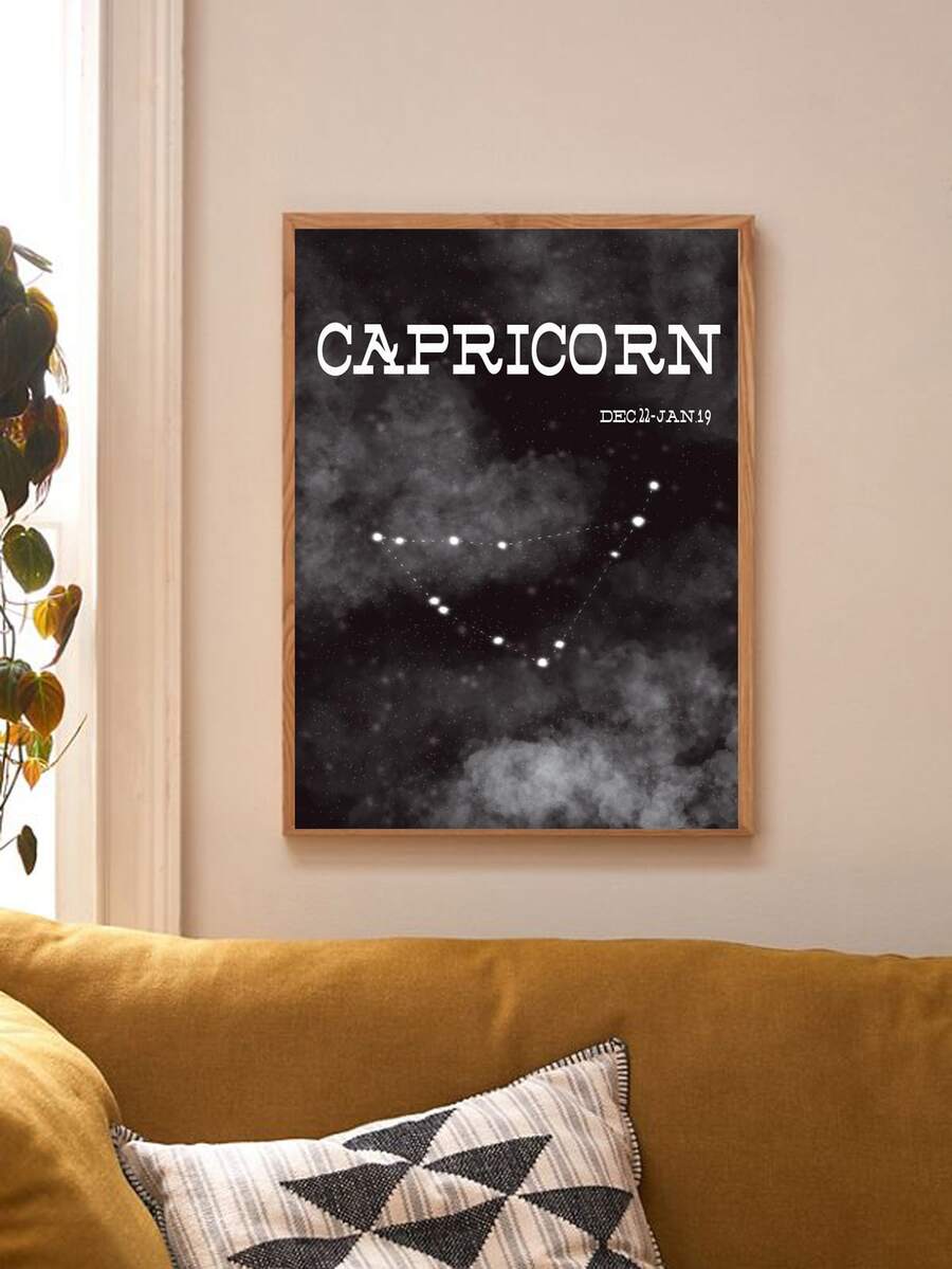 Constellation Print Wall Painting Without Frame - Black - View 1