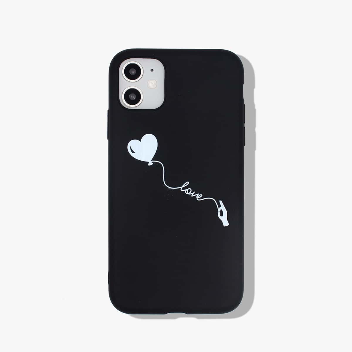 

1pc Letter Graphic iPhone Case, Black