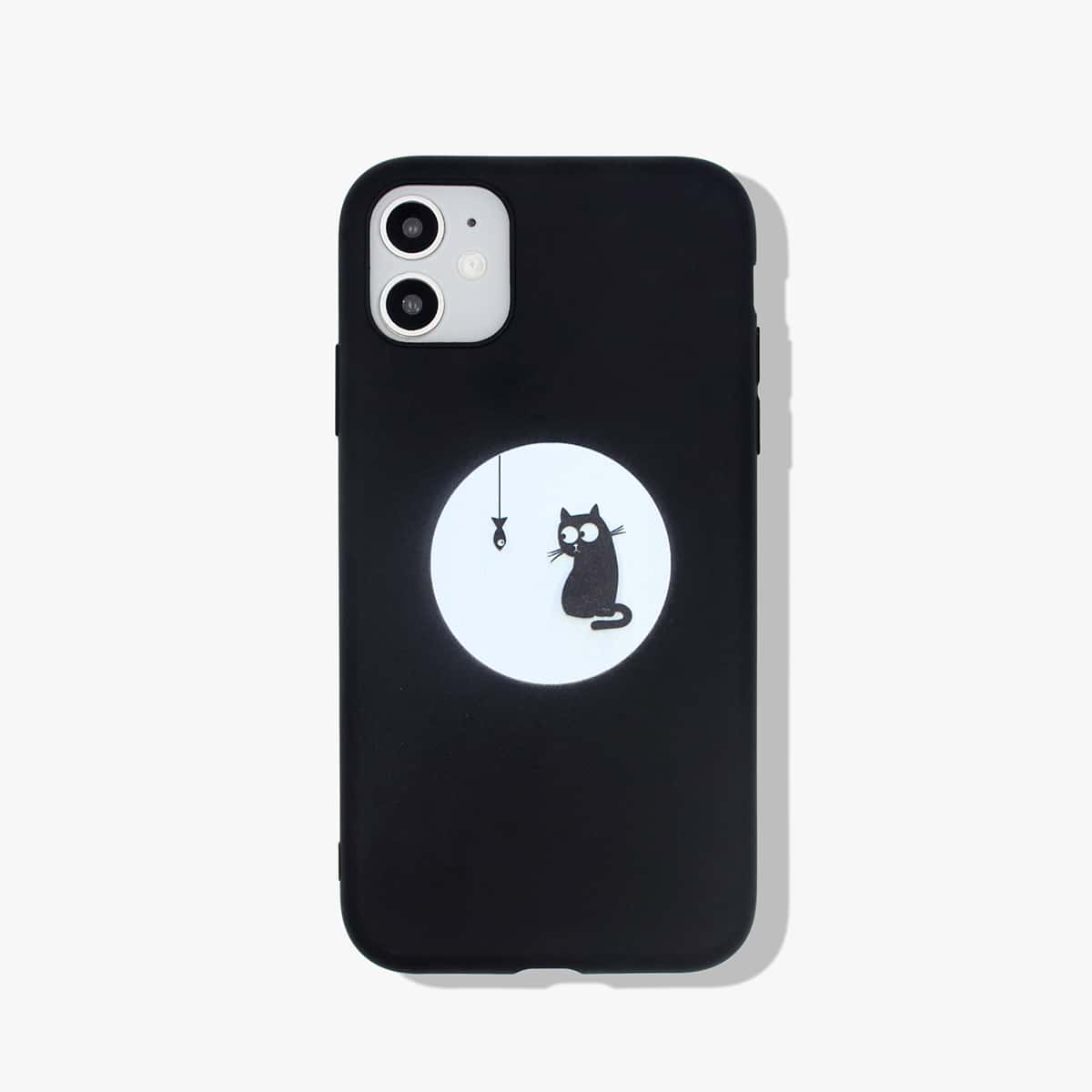 

1pc Cartoon Graphic iPhone Case, Black