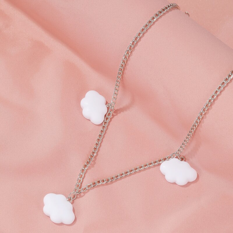 

1pc Cloud Decor Chain Necklace, Silver